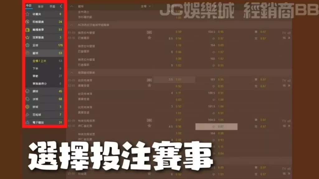 怎麼看盤口｜選擇賽事